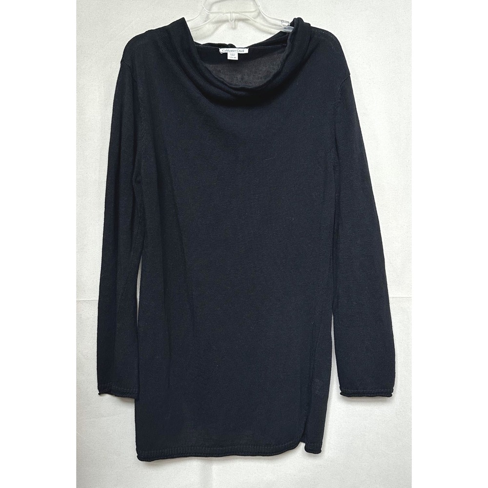 Coldwater Creek Womens Black Linen Blend Cowl Neck Knit Tunic‎ L 14-16 Lagenlook